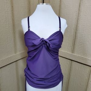 Modbe Modest Swim Top Purple Gathered Sides Size S